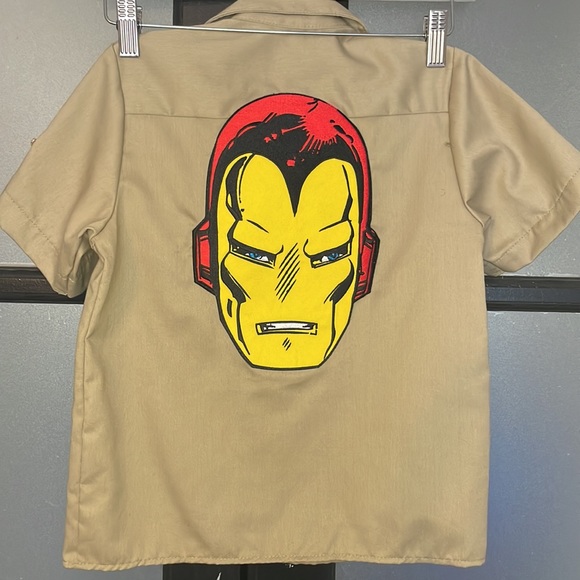 Custom made Iron Man Stark industries Dickies shirt khaki boys S-8 - Picture 5 of 8